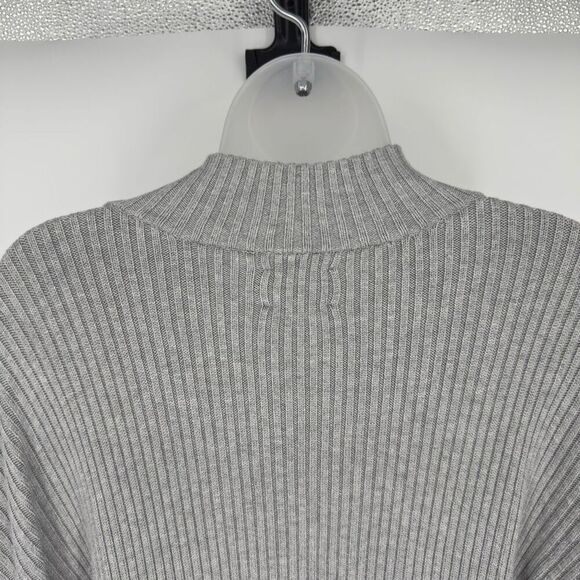 ASOS Design Gray Ribbed Half Zip Sweater Women’s 10 Tall Knit Pullover Preppy - Picture 6 of 9